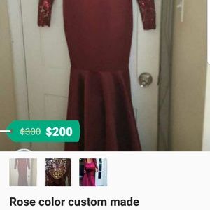 Rose custom made prom dress
